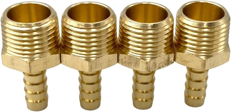 Bumugufu 4 Pcs Brass Air Hose Fittings, 1/2" NPT Male Pipe to 5/16" ID Barbed Fittings Brass Nipple Valves for Compressor, Fuel, Oil, Gas and Air - Image 5